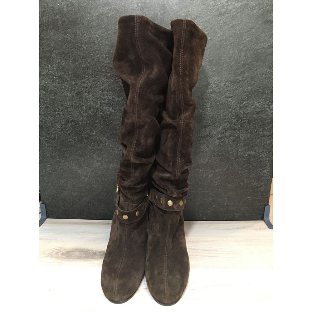 Aerosoles Soto Booth Boots Tall Heel Suede Brown